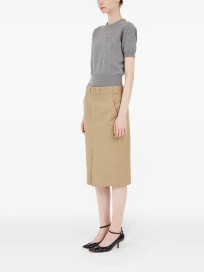 Maison Margiela Cotton Gabardine Midi Skirt Skirts Beige