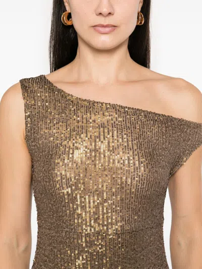 Norma Kamali Metallic One-shoulder Long Dress With Sequin Decorations In Tech Fabric Woman