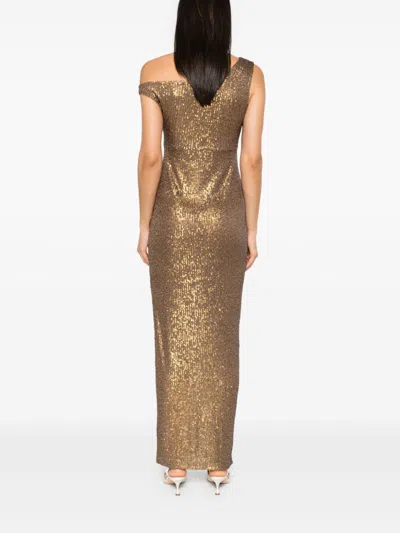 Norma Kamali Metallic One-shoulder Long Dress With Sequin Decorations In Tech Fabric Woman