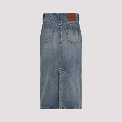Shop Alexander Mcqueen Cotton Midi Skirt Women In Blue