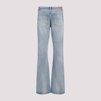 Balenciaga Logo Patch Distressed Jeans In Blue
