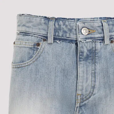 Balenciaga Logo Patch Distressed Jeans In Blue