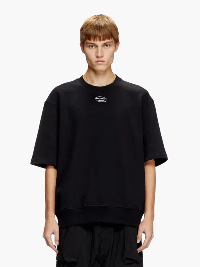 Diesel S-cooling Biologic Cotton Sweatshirt With Metal Oval-d Logo In Black