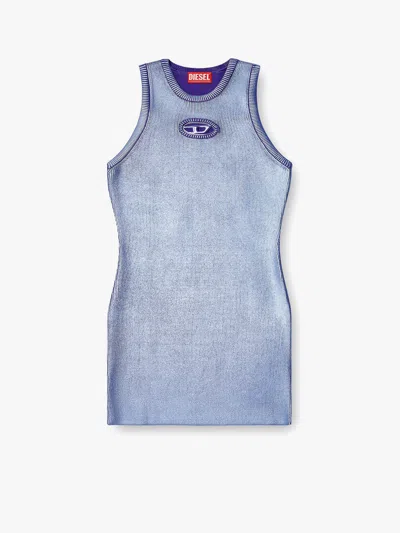 Diesel M-caddix Viscose Blend Dress With Frontal Logo In Purple