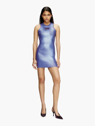 Diesel M-caddix Viscose Blend Dress With Frontal Logo In Purple