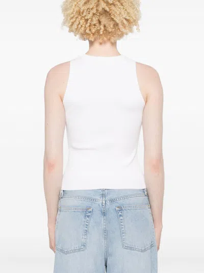 Diesel Sleeveless Ribbed Knit Top With Metallic Logo Detail In Multicolor