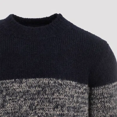 Dries Van Noten Knitted Crewneck Sweater In Blue