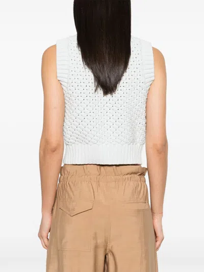 Ganni Textured Organic Cotton Blend Sweater Vest In Multicolor