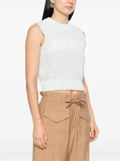 Ganni Textured Organic Cotton Blend Sweater Vest In Multicolor