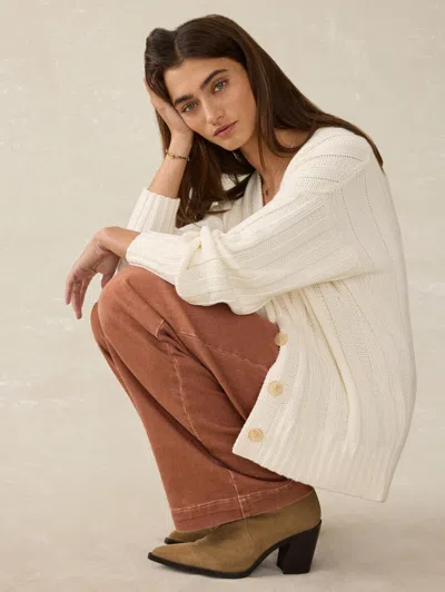Faherty Sunwashed Laidback Cardigan In Egret