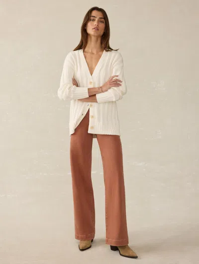 Faherty Sunwashed Laidback Cardigan In Egret