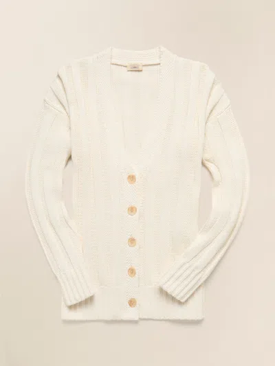 Faherty Sunwashed Laidback Cardigan In Egret