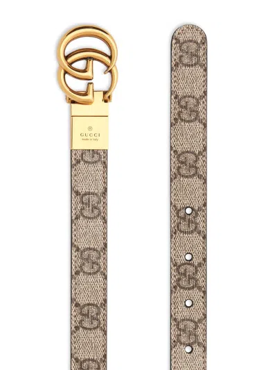 Gucci Women Gg Marmont Reversible Belt In Neutral