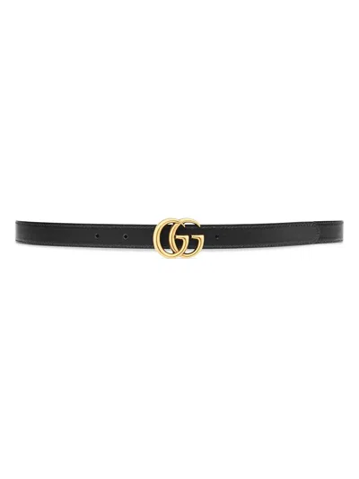 Gucci Women Gg Marmont Reversible Belt In Neutral