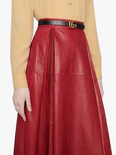 Gucci Women Gg Marmont Reversible Belt In Neutral