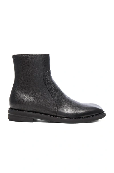 Shop Maison Margiela Brushed Effect Leather Boots In Black