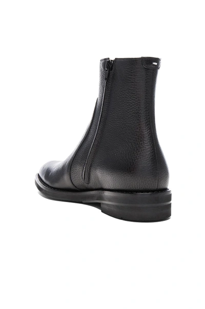 Shop Maison Margiela Brushed Effect Leather Boots In Black