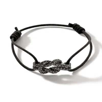 John Hardy Love Knot Blackened Sterling Silver Cord Bracelet In Cotton Cord