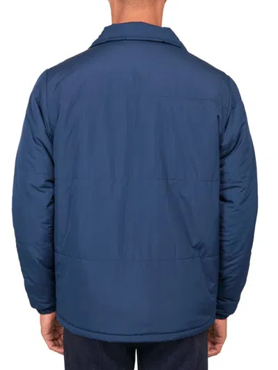 Construct Solid Puffer Jacket In Navy
