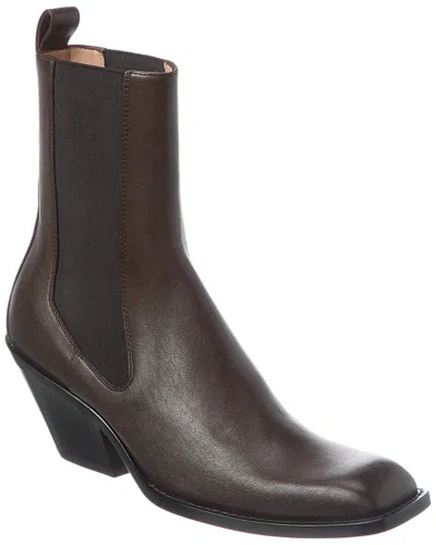 Khaite Austin Leather Bootie In Brown