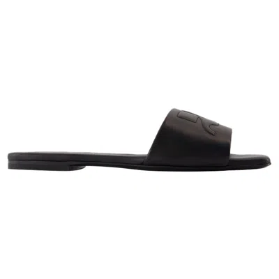 Courrèges Logo Nappa Leather Flat Sandals In Black