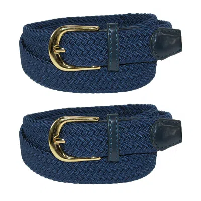 Ctm Women's Elastic Braided Stretch Belt (pack Of 2) In Blue