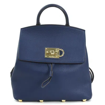 Pre-owned Ferragamo Leather Backpack () In Blue