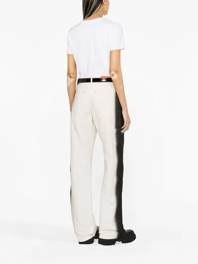 Balmain White Crewneck T-shirt With Logo Print And Golden Buttons In Jersey Woman