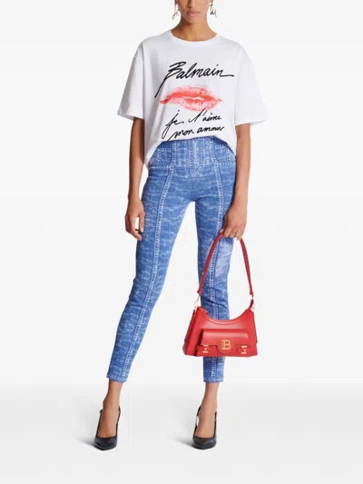 Balmain Graphic Kiss Print T-shirt With Relaxed Fit In White