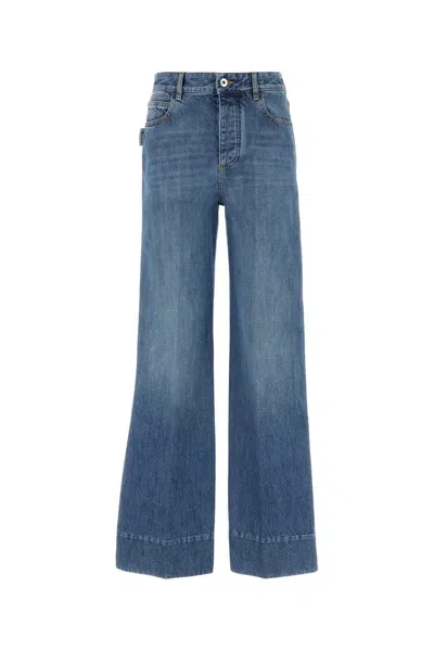 Bottega Veneta Jeans In Cotone Con Patch Posteriore In Pelle