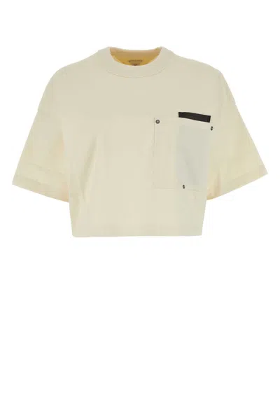 Bottega Veneta White Short-sleeved Crop T-shirt With Heart