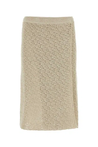 Bottega Veneta White Cotton Crochet Skirt