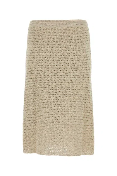 Bottega Veneta White Cotton Crochet Skirt