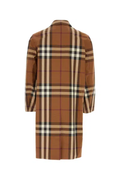 Burberry Embroidered Cotton Eversible Overcoat In Brown