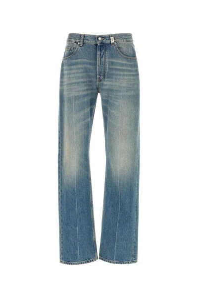 Alexander Mcqueen Blue High Waisted Jeans With Logo Detail On The Loop And Logo Patch On The Rear In In Blue