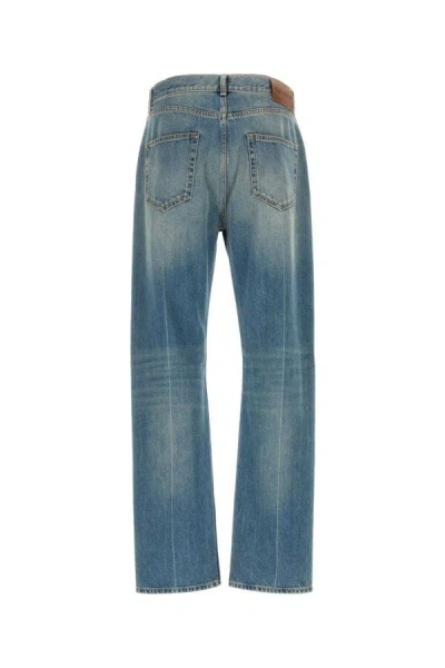 Alexander Mcqueen Blue High Waisted Jeans With Logo Detail On The Loop And Logo Patch On The Rear In In Blue