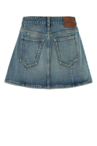 Alexander Mcqueen Mcqueen Women Denim Mini Skirt In Blue