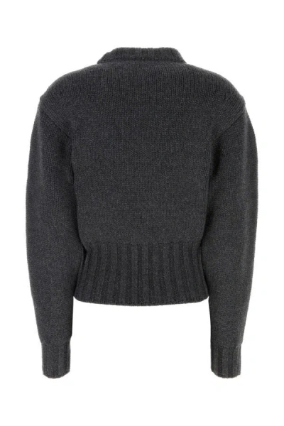 Alexander Mcqueen Melange Dark Grey Stretch Wool Blend Sweater In Gray