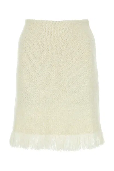 Chloé Chloe Ivory Stretch Wool Blend Skirt