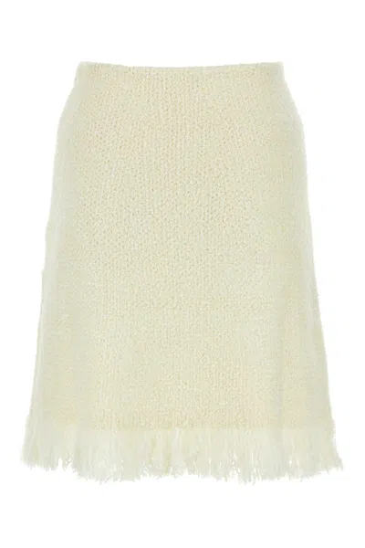 Chloé Chloe Ivory Stretch Wool Blend Skirt