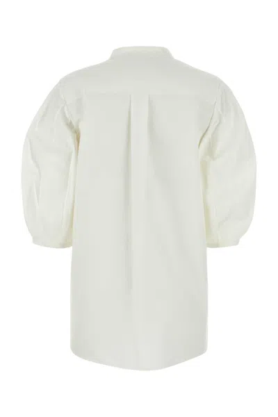 Chloé Cotton Keyhole Puff Sleeve Tie Neck Top
