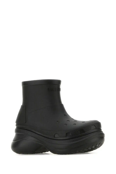 Balenciaga Crocs Ankle Boots In Black