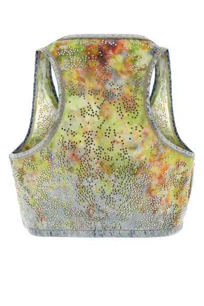 Diesel Sequin Embellished Sleeveless Racerback Crop Top