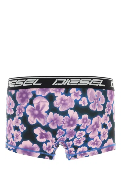 Diesel Printed Stretch Polyester Boxer In Purple