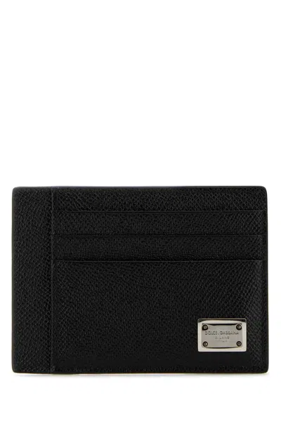 Dolce & Gabbana Black Card Holder With Logo Plaque