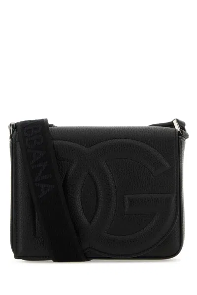 Dolce & Gabbana Black Leather Medium Dg Logo Crossbody Bag