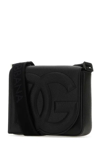 Dolce & Gabbana Black Leather Medium Dg Logo Crossbody Bag