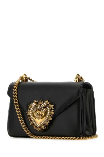 Dolce & Gabbana Black Nappa Leather Devotion Shoulder Bag