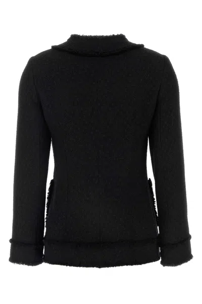 Dolce & Gabbana Black Single-breasted Jacket With Branded Button In Tweed Woman