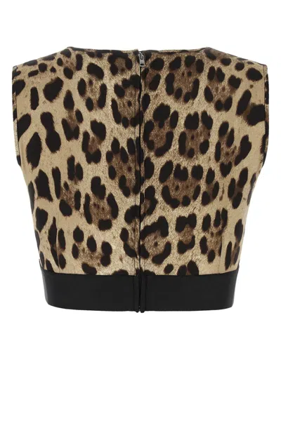 Dolce & Gabbana Leopard-print Charmeuse Cropped Top
